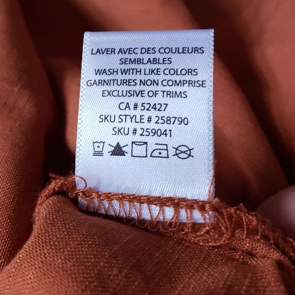 Lily Morgan Burnt Orange Sleeveless Blouse Wooden Buttons Viscose Linen Woman M - Picture 9 of 9